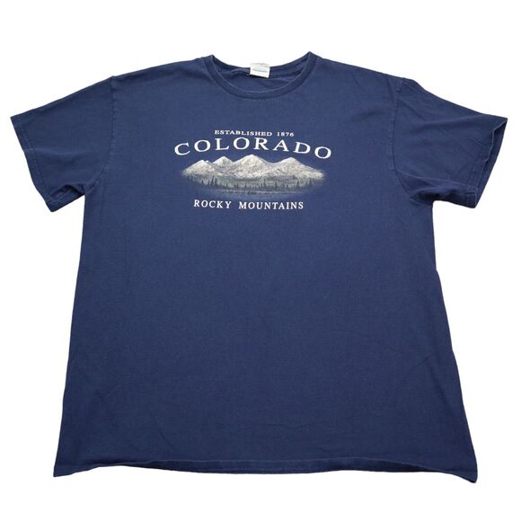 Delta Pro Weight Shirt Mens L Blue Crew Neck Short Sleeve Colorado Mountain Top - Picture 1 of 16